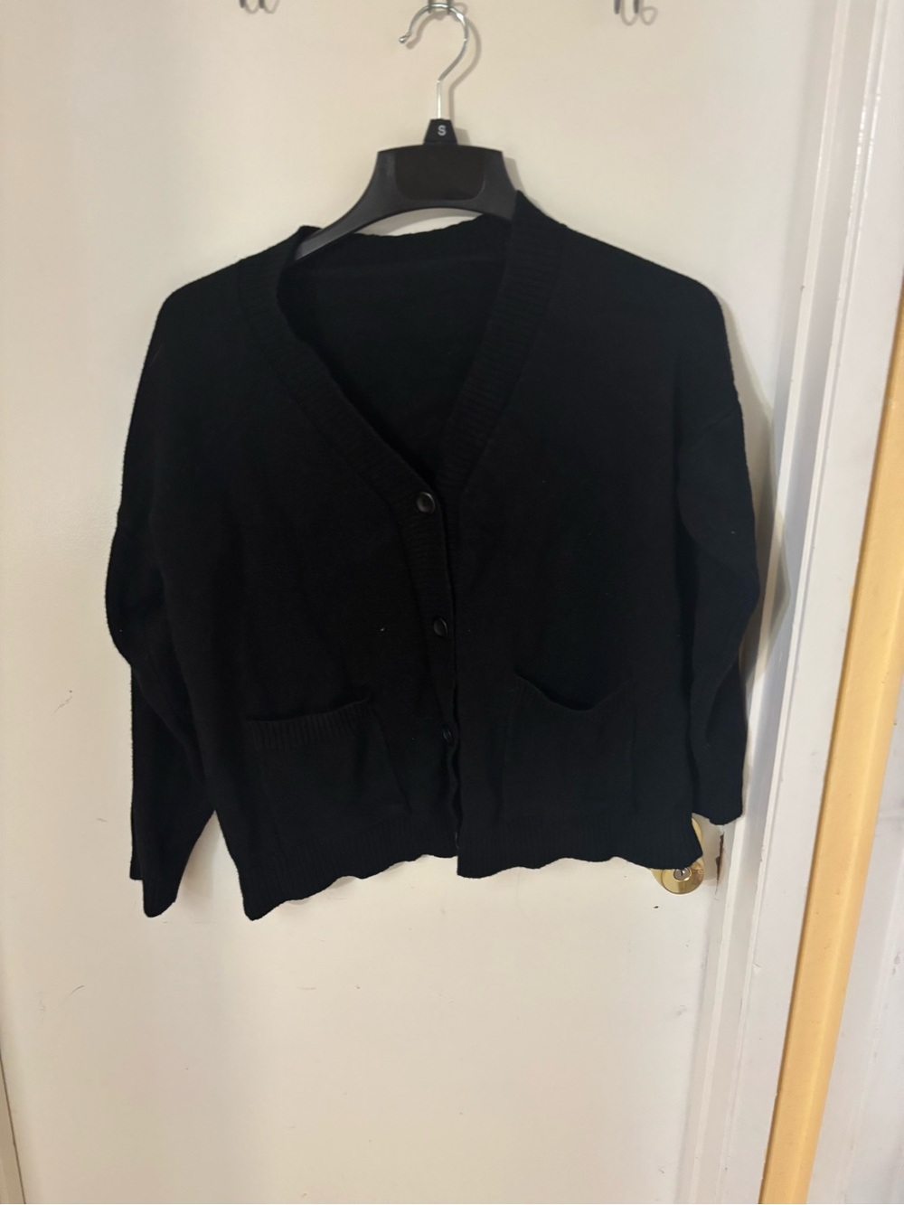 Black V-Neck Button Cardigan Sweater - Women